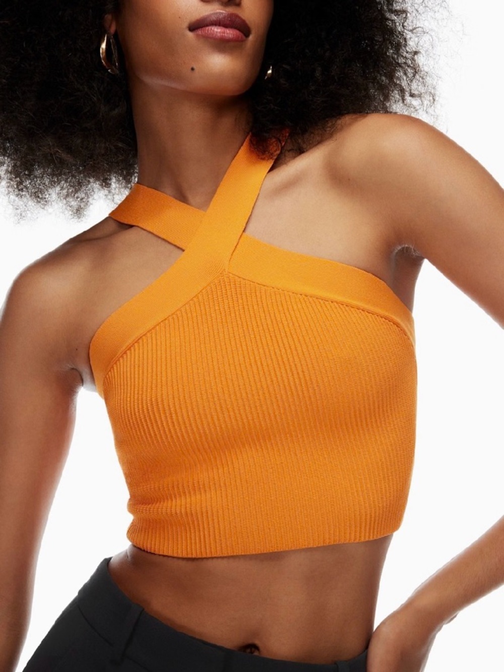 Aritzia Sculpt Knit Criss-Cross Cropped Top - Orange
